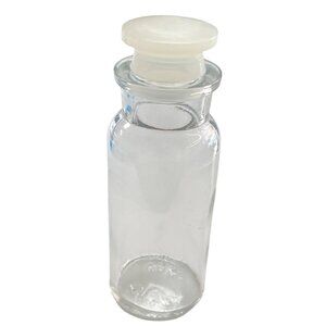 Vintage T.C.W. Co. Clear Glass Apothecary Bottle With Frosted Plastic Stopper